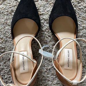 Camel and black heels